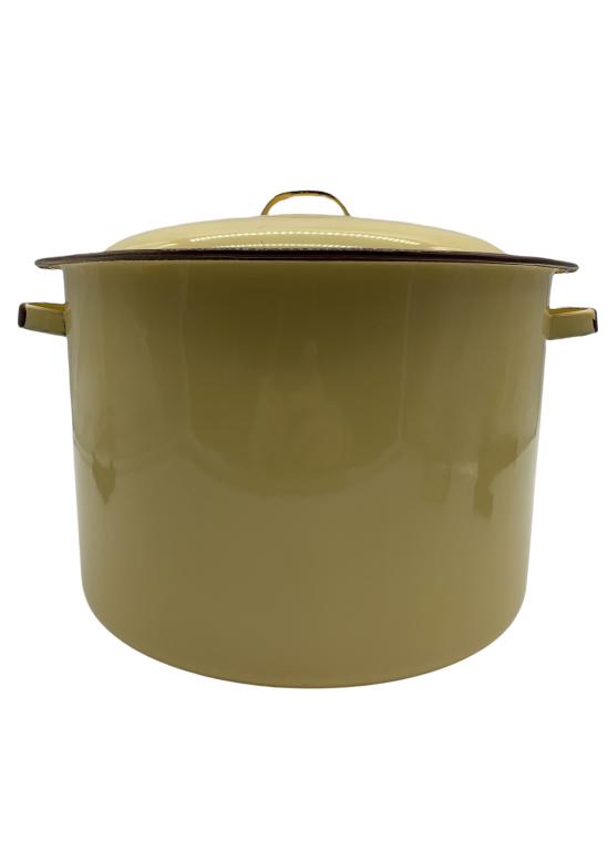 LARGE VINTAGE ENAMEL POT WITH LID: LARGE VINTAGE ENAMEL POT WITH LID