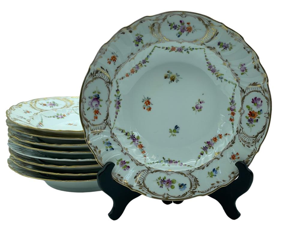DRESDEN PORCELAIN PLATES: -DRESDEN PORCELAIN PLATE SET - SET OF 9 PLATES