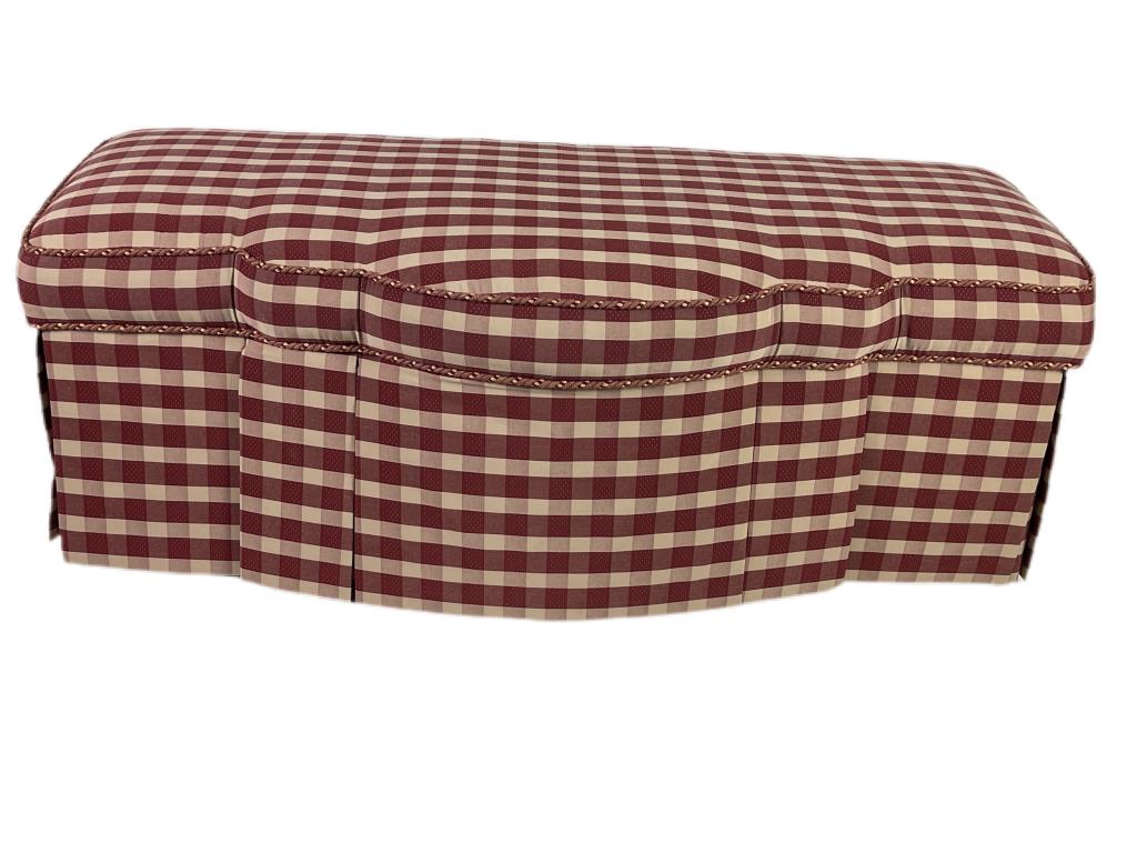 CENTURY RED AND CREAM PLAID STORAGE CHEST: CENTURY RED AND CREAM PLAID STORAGE CHEST