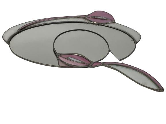 VTG STAINED GLASS  VANITY AND HAND MIRROR SET (1 of 3)