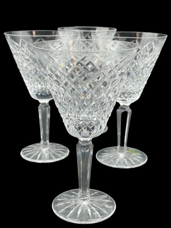 WATERFORD VTG CRYSTAL WINE GLASSES: -WATERFORD CRYSTAL WINE GLASSES -SET OF 4-JR 7/20