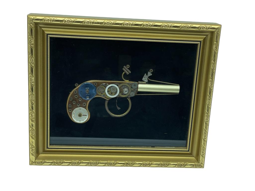 VTG KEN BROADBENT HAND MADE ART COLLAGE PISTOL: -VTG KEN BROADBENT HAND MADE ART COLLAGE PISTOL -JR 7/20