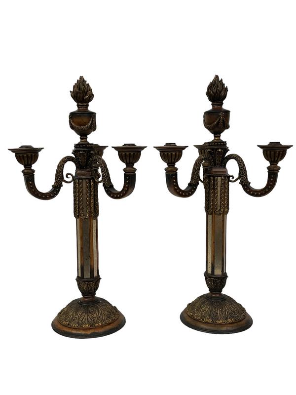 PAIR OF ITALIAN STYLE FACETED CANDLESTICKS 27" (1 of 5)