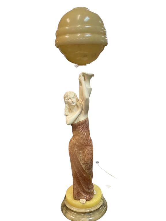 ART DECO ALABASTER GODDESS OF LIGHT FLOOR LAMP 48" (1 of 9)