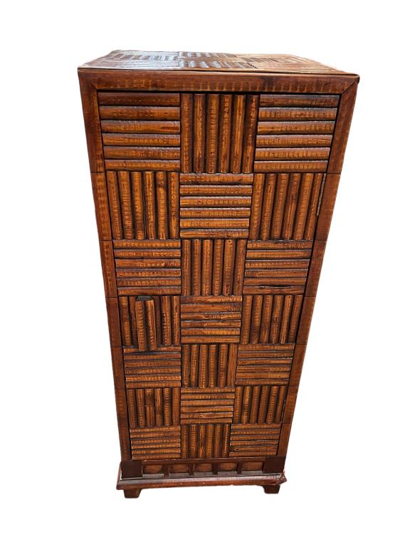 BAMBOO REED STYLE STORAGE SIDE TABLE CABINET 30" (1 of 5)