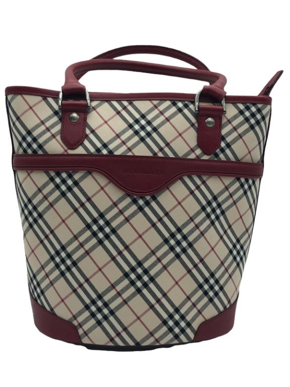 BURBERRY BEIGE/RED NOVA CHECK BUCKET TOTE (1 of 4)