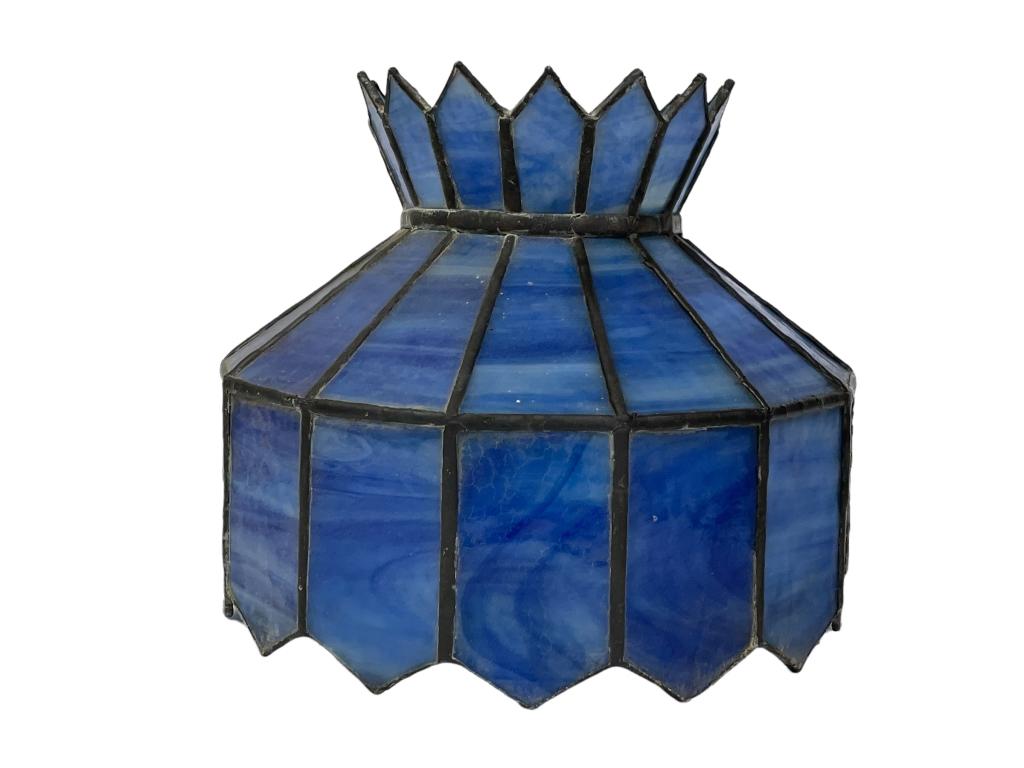 VTG COBALT BLUE STAINED GLASS TABLE LAMP SHADE 11" (1 of 7)