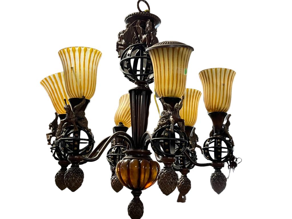 WROUGHT IRON STYLE PEGASUS CHANDELIER (1 of 6)
