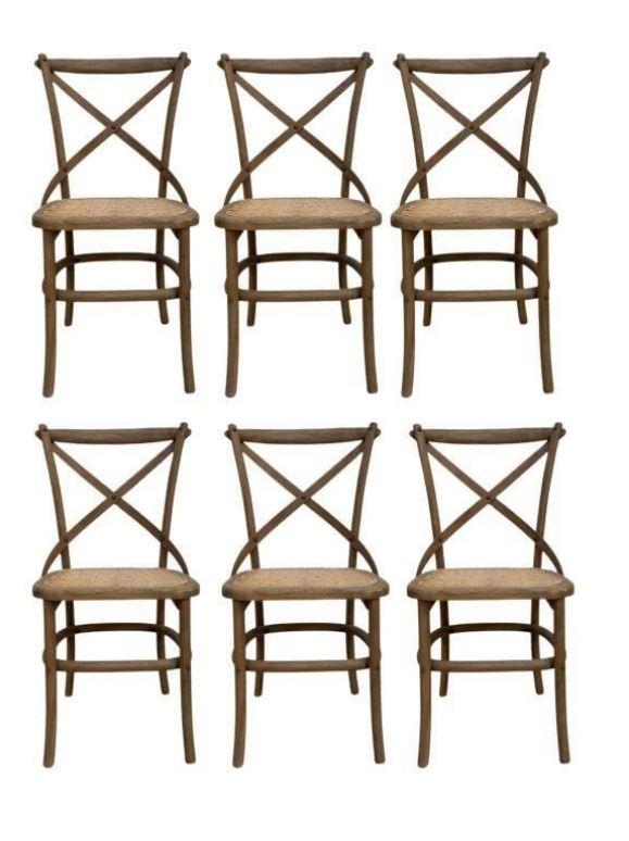 6 RUSTIC WEATHERED WOOD X BACK DINING CHAIRS (1 of 6)