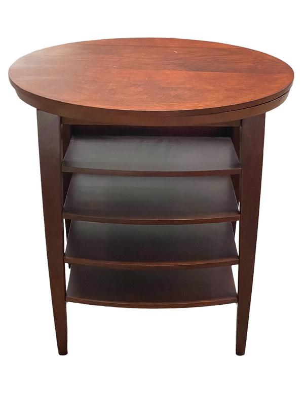 LEVENGER SWIVEL READING TABLE 26": LEVENGER SWIVEL READING TABLE END TABLE-26" X 24" X 11" APPROX-GOOD PRE OWNED CONDITION, WEAR TO TOP -DP72622 THIRD PARTY SHIPPING OR LOCAL PICKUP REQUIRED ON ALL ITEMS. A list of shippers can be foun