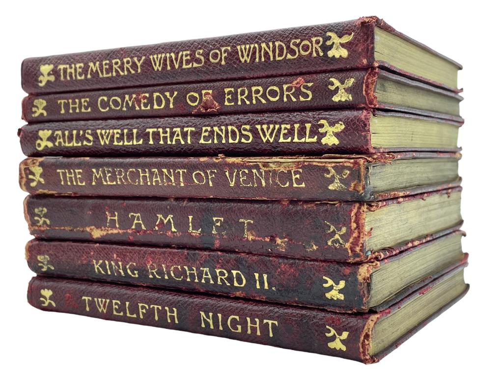 ANTIQUE SET OF 7 WILLIAM SHAKESPEARE BOOKS 5" (1 of 14)
