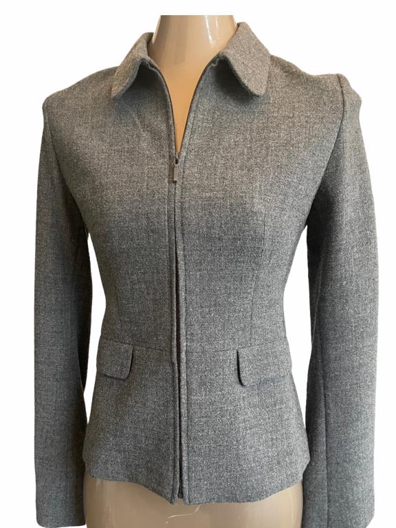 TAHARI GRAY RAYON/WOOL ZIP UP JACKET SZ 2 (1 of 2)