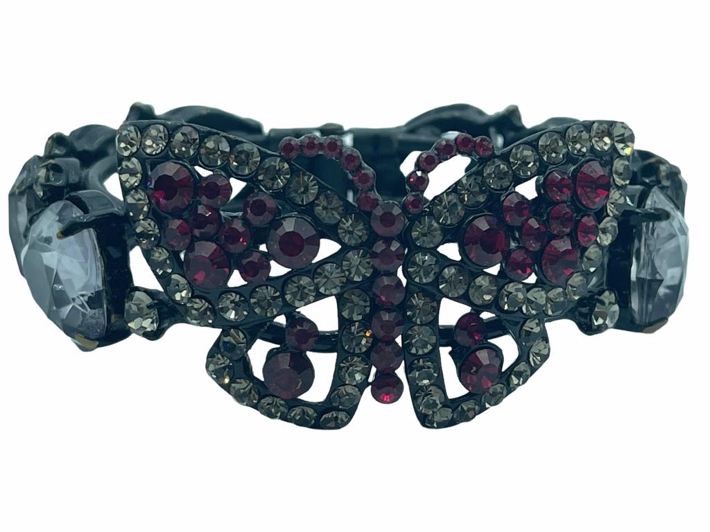 VTG RHINESTONE BUTTERFLY HINGED BRACELET (1 of 3)