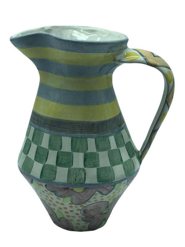 MACKENZIE-CHILDS HAND PAINTED TALL CERAMIC PITCHER (1 of 5)