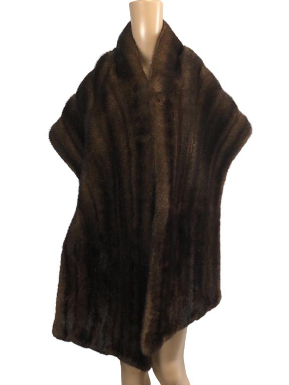 VINTAGE MINK LONG STOLE DARK BROWN 84" (1 of 2)
