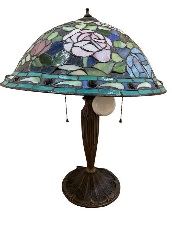 VINTAGE TIFFANY STYLE TABLE LAMP 20" (1 of 5)