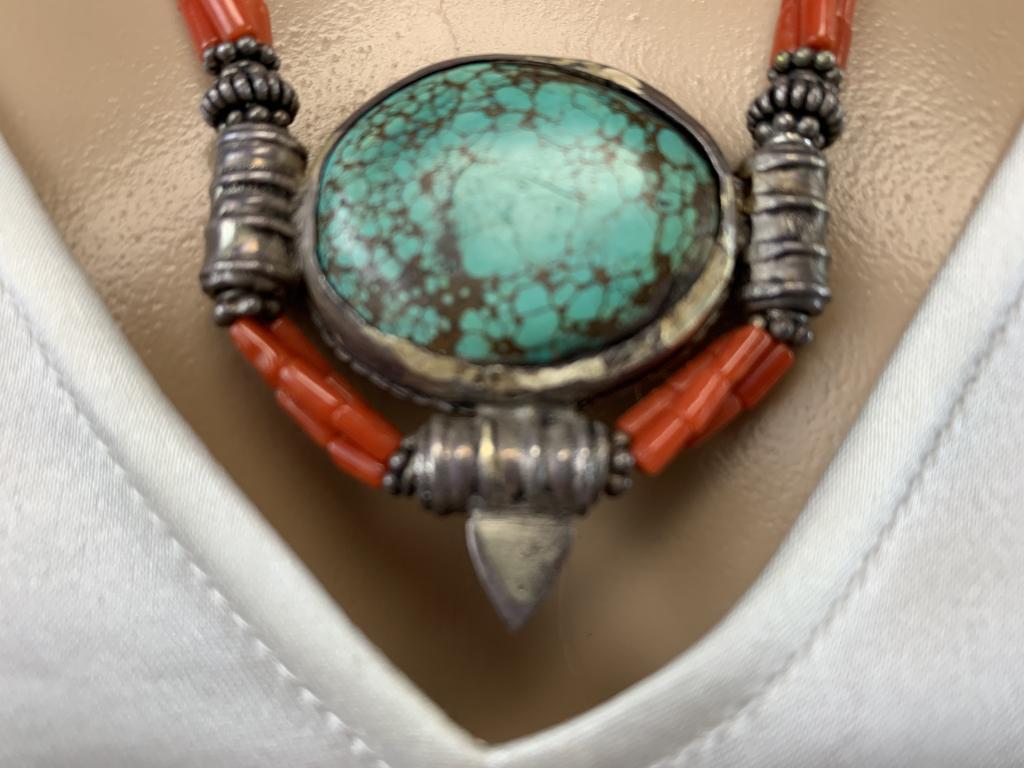 VINTAGE TURQUOISE/ MULTI-STRAND BEAD NECKLACE 23" (1 of 3)