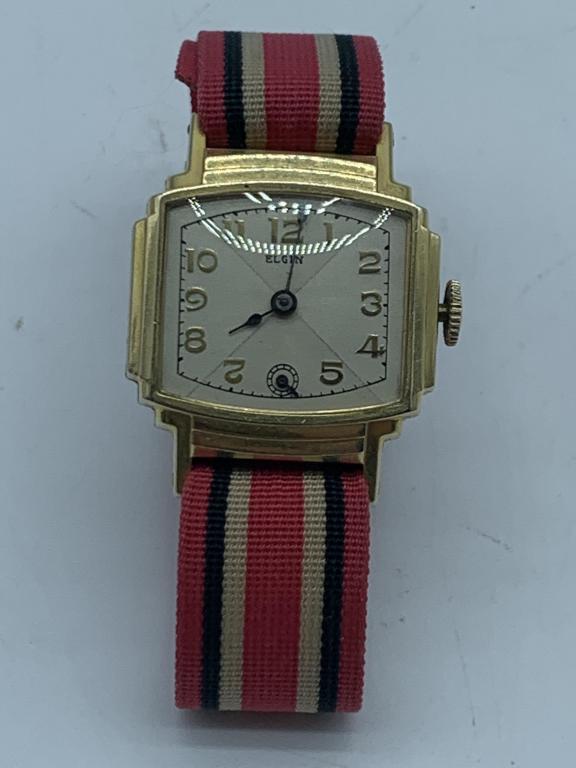 VINTAGE ELGIN MULTI-STRIPE BANDED WATCH 8" (1 of 4)