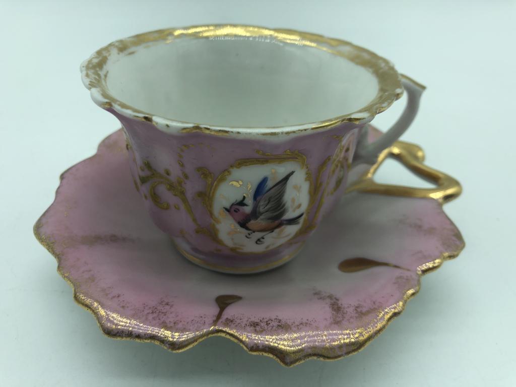 VTG MADE IN FRANCE 'LIMOOGE' TEA CUP & SAUCER: VTG MADE IN FRANCE 'LIMOOGE' TEA CUP & SAUCER