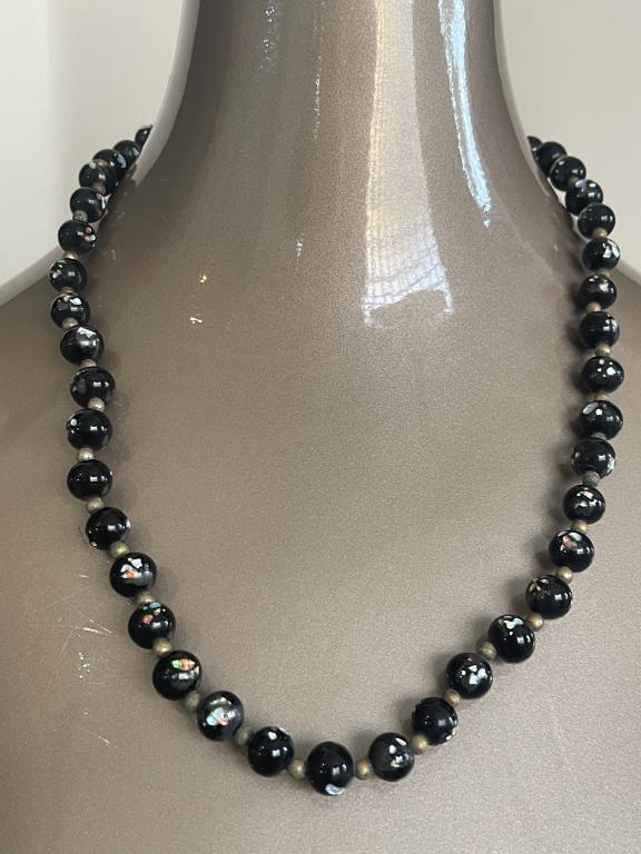 VTG DOUBLE CLOISONNE STYLE NECKLACE: VTG DOUBLE CLOISONNE STYLE NECKLACE