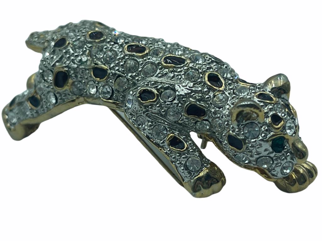 VTG RHINESTONE LEOPARD BROOCH (1 of 3)