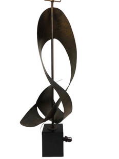 MID MOD HARRY BALMER BRUTALIST SCULPTURE LAMP 51": HARRY BALMER LAUREL BRUTALIST SCULPTURE LAMP | MID CENTURY MODERN MID MOD VINTAGE FURNITURE -51" X 9" DIAMETER AT BASE APPROX-GOOD PRE OWNED CONDITION, WEAR-DP8422 Bidding on this item requires bidder