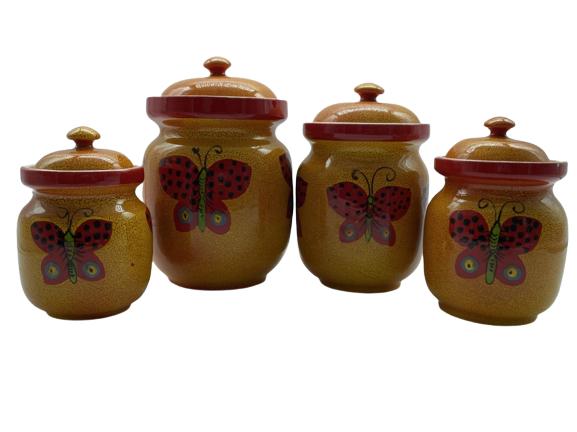 4 MID MOD ITALIAN CERAMIC KITCHEN CANNISTERS 9" (1 of 5)