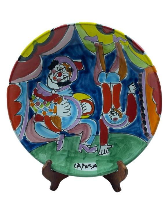 MID CEBTURY LAMUSA "CARNIVALE" PORCELAIN PLATE 8" (1 of 2)