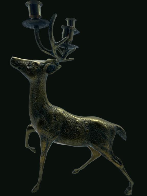 VINTAGE BRONZE / BRASS DEER CANDLESTICK HOLDER (1 of 4)