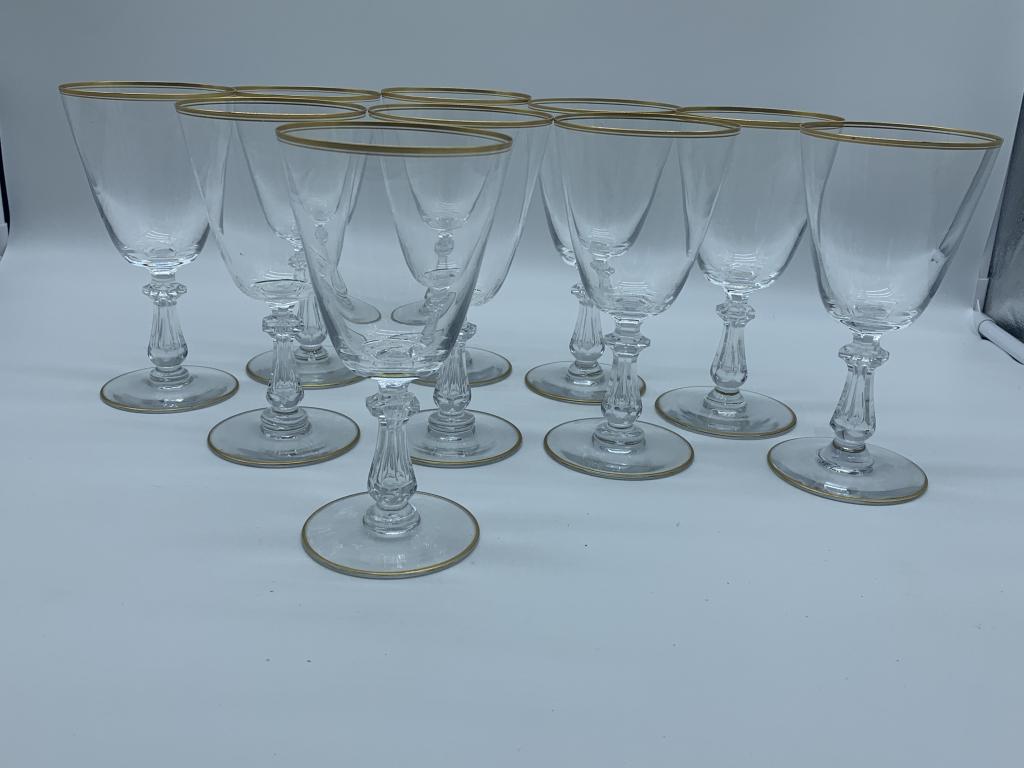 SET OF 10 GOLD RIMMED 7" CRYSTAL GLASSES (1 of 4)