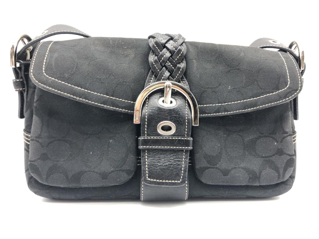 VTG COACH BLACK CANVAS HANDBAG (1 of 6)