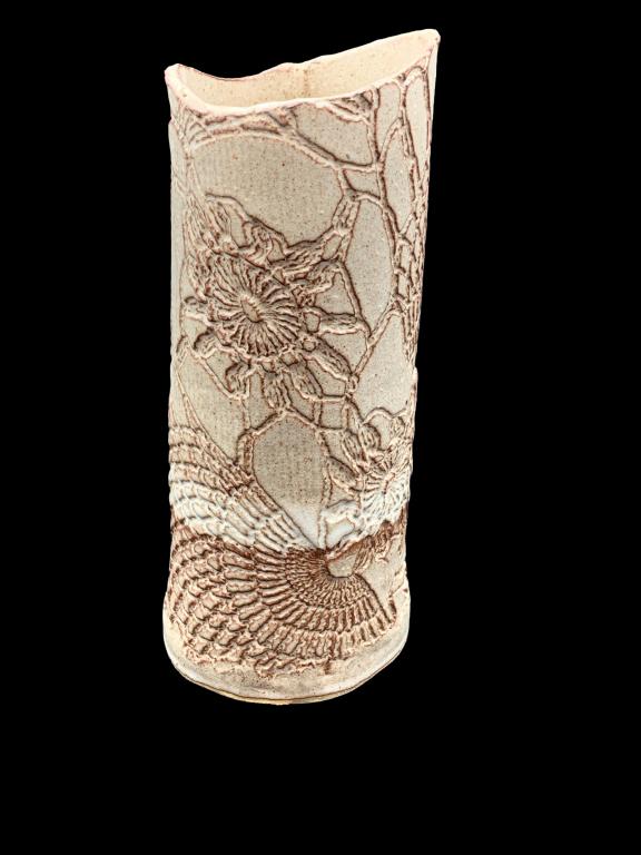 SIGNED HANDMADE POTTERY ART FLORAL VASE (1 of 4)