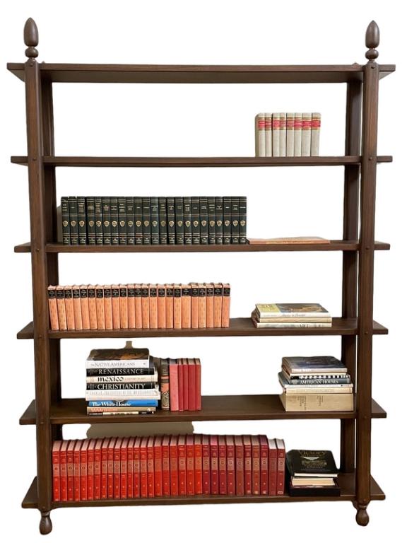 MONUMENTAL CARVED WOOD BOOK SHELF 89" (1 of 5)