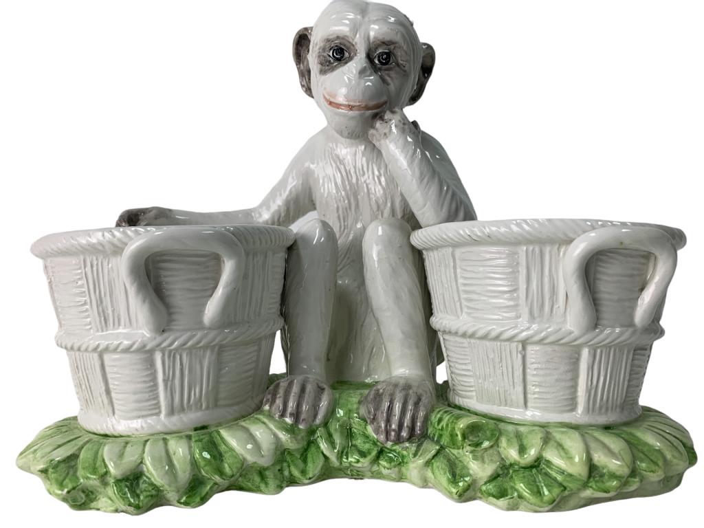 ITALIAN PORCELAIN MONKEY WITH BASKETS 10" (1 of 5)