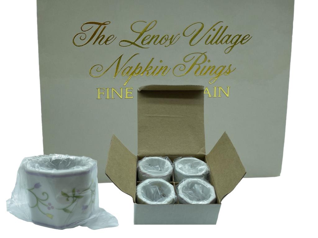 NEW! 4 LENOX VILLAGE PORCELAIN NAPKIN RING SET NIB (1 of 6)