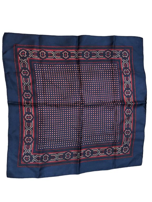 VINTAGE NAVY PATTERNED SCARF 17" X 17" (1 of 2)