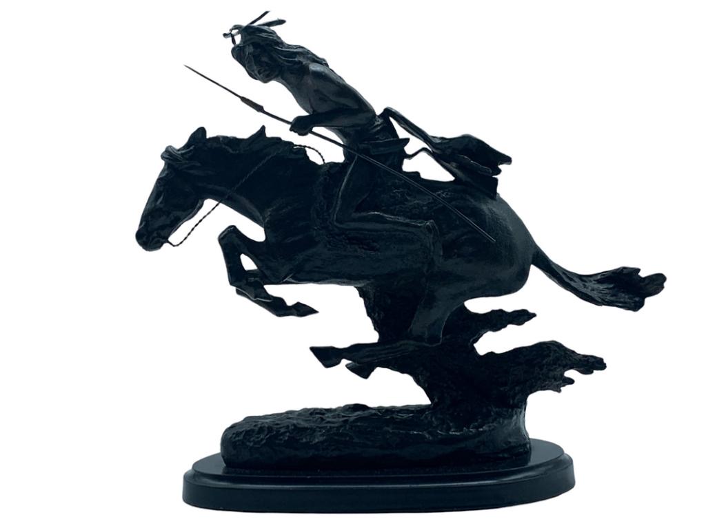 AFTER REMINGTON CHEYENE BRONZE STATUE 8.5": AFTER FREDERIC REMINGTON BRONZE " CHEYENE" STATUE SCULPTURE BY COLLECTORS WEST INC-JRDP*81522 Bidding on this item requires bidders to agree to the Terms & Conditions of this auction. THIRD PARTY 