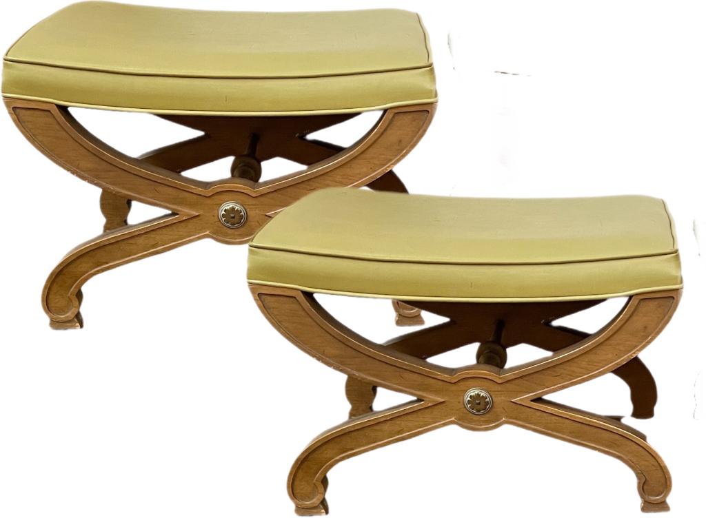 PAIR OF MID CENTURY DREXEL X BASE BENCHES (1 of 5)