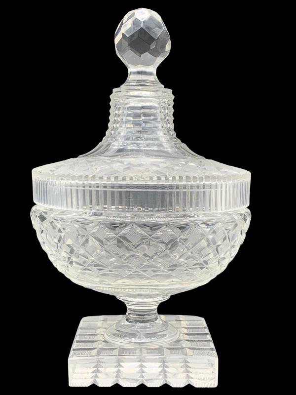 VTG LIDED CUT GLASS PEDESTAL COMPOTE CANDY DISH 9" (1 of 7)