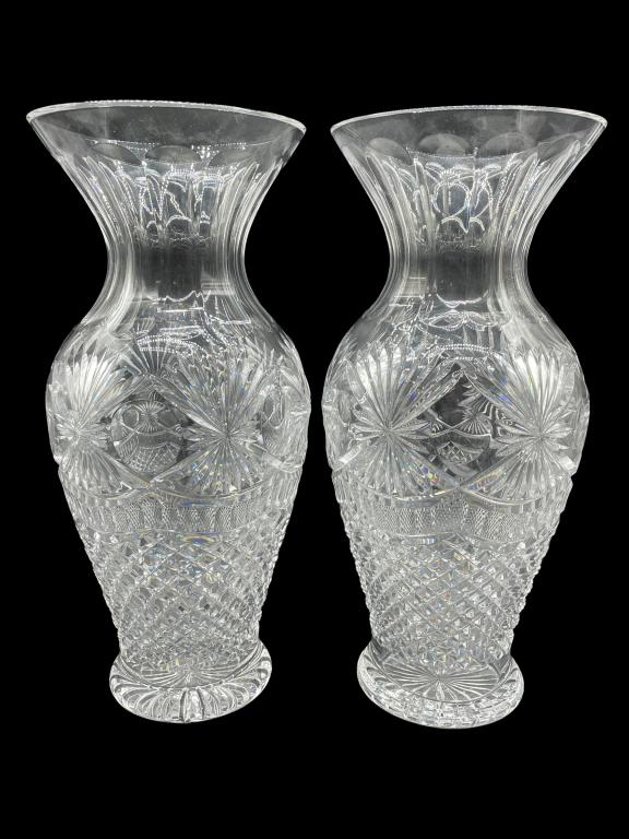 PAIR OF LARGE WATERFORD CRYSTAL VASES 16" (1 of 7)