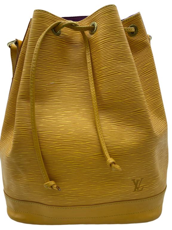 LOUIS VUITTON NOE YELLOW EPI LEATHER SATCHEL: Louis Vuitton Noe-GM-Yellow Calf Leather-Epi Yellow Leather-Golden Brass-27*34*16cm-AR0995 (September 1995-) ALL BAGS HAVE BEEN AUTHENTICATED AAT2477 Bidding on this item requires bidders to agree to 