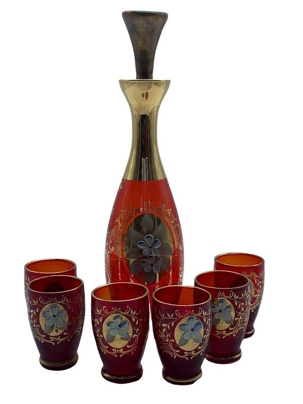 ANTIQ VENETIAN MURANO DECANTER SET WITH GLASSES(6) (1 of 8)