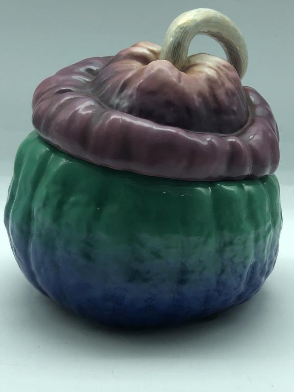 MANGANI FOR OGGETTI PORCELAIN VEGETABLE TRINKET B: MANGANI FOR OGGETTI PORCELAIN VEGETABLE TRINKET BOX SUGAR CADDY TABLE TOP CANISTERS -9" X 9" DIAMETER