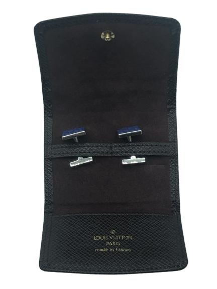 LOUIS VUITTON ENAMEL SQUARE CUFFLINKS & CASE (1 of 3)