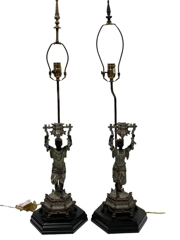 PAIR OF NAPOLEAN III BLACKAMOOR STYLE TABLE LAMPS (1 of 12)