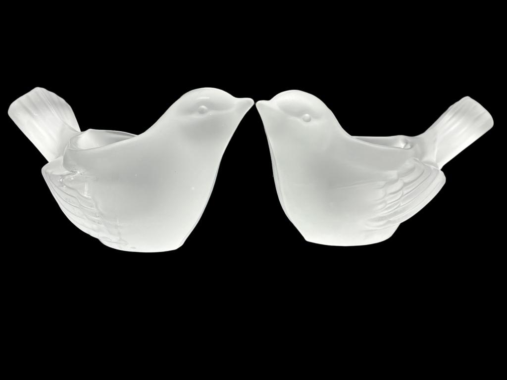 PAIR OF  LALIQUE STYLE DOVE CANDLE HOLDERS 2" (1 of 8)