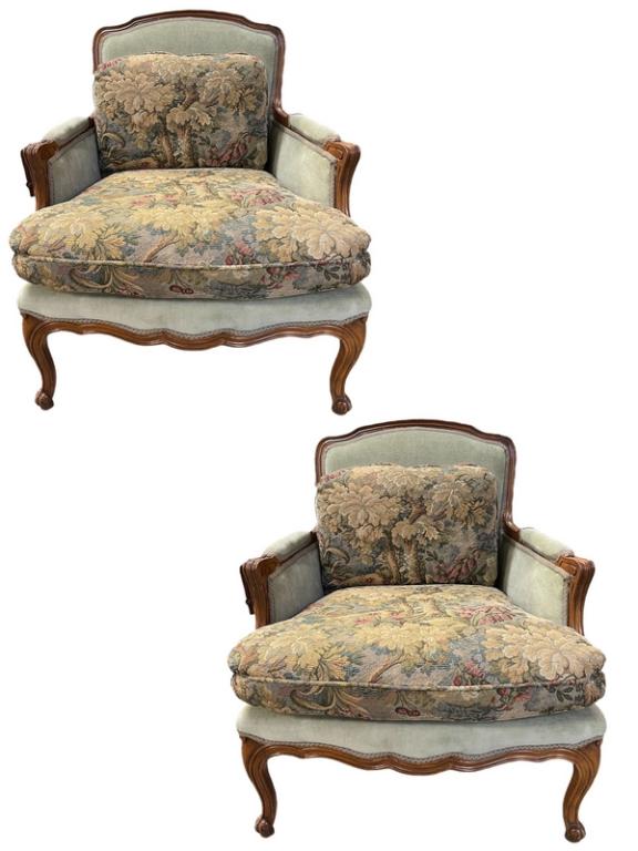PAIR OF QUEEN ANNE STYLE OCCASIONAL ARMCHAIRS (1 of 9)