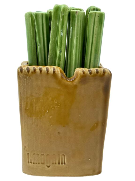 VTG MAGNIN CERAMIC CELERY DRINK MIXERS SET OF 7 (1 of 4)