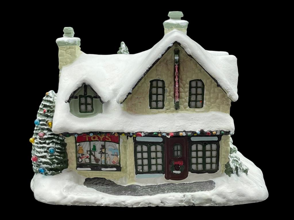 THOMAS KINKADE HAWTHORNE VILLAGE SANTAS WORKSHOP: THOMAS KINKADE HAWTHORNE VILLAGE SANTAS WORKSHOP TOYS HOUSE-6" X 6" X 3" APPROX-CAN BE ILLUMINATED-GOOD PRE OWNED CONDITION-DP9122 Bidding on this item requires bidders to agree to the Terms & Con