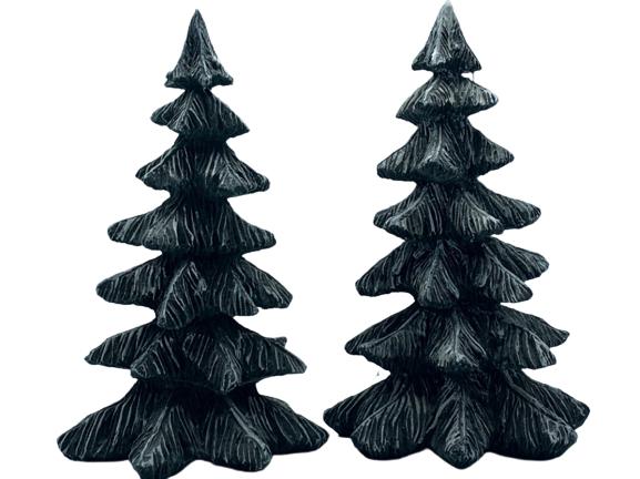 PAIR OF 7"TALL PINE TREES LEFTON COLONIAL VILLAGE: PAIR OF 7"TALL PINE TREES LEFTON COLONIAL VILLAGE